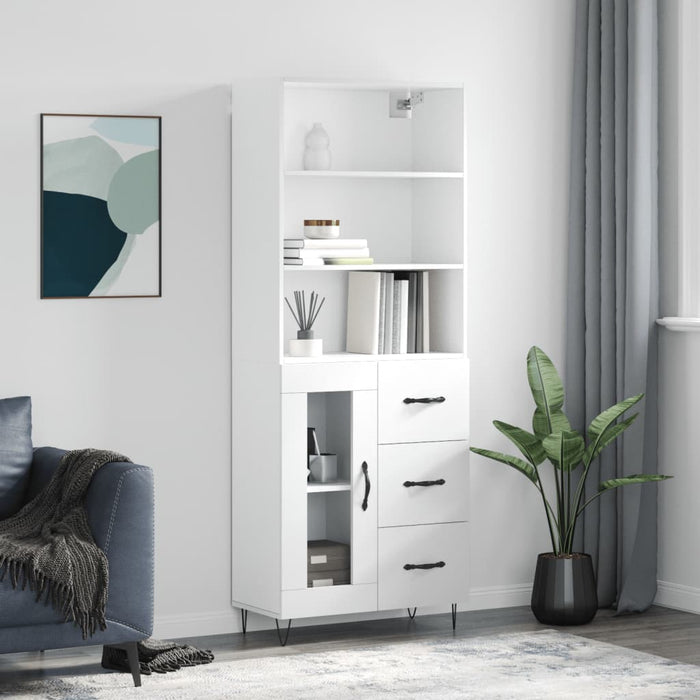 Dulap înalt, alb extralucios, 69,5x34x180 cm, lemn compozit WALTI