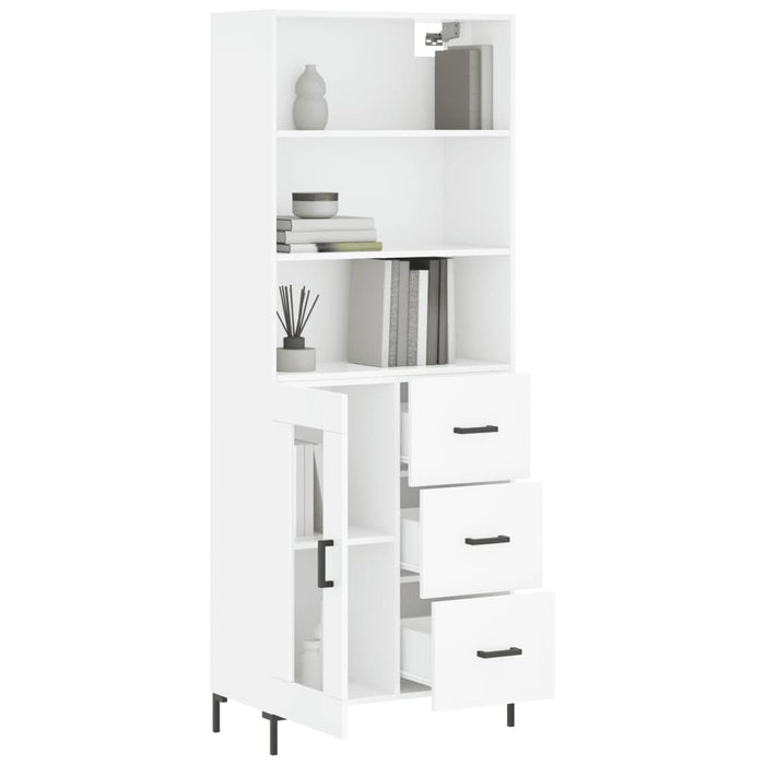 Dulap înalt, alb extralucios, 69,5x34x180 cm, lemn compozit WALTI