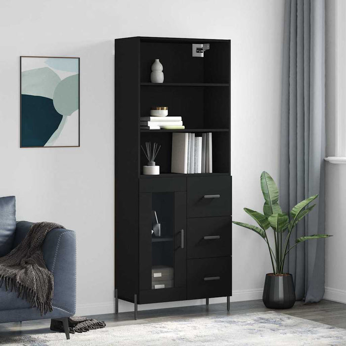 Dulap înalt, negru, 69,5x34x180 cm, lemn compozit - WALTI WALTI