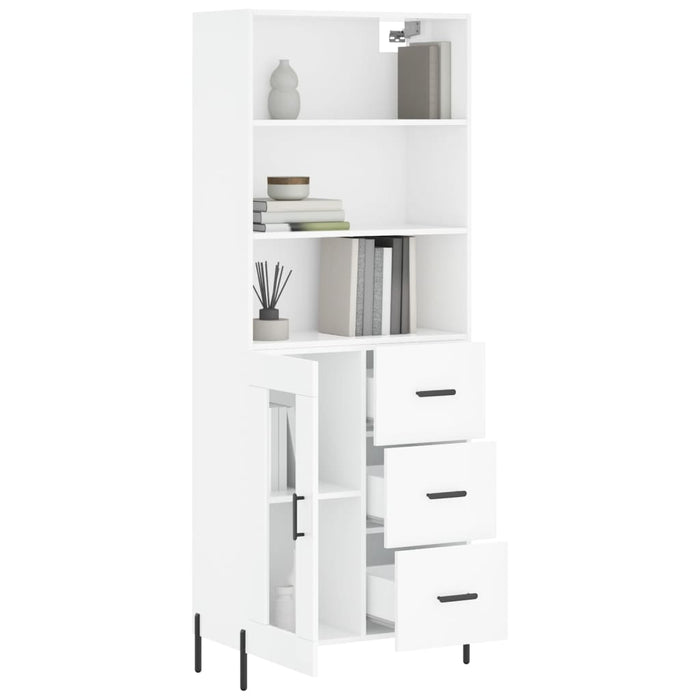 Dulap înalt, alb extralucios, 69,5x34x180 cm, lemn compozit WALTI