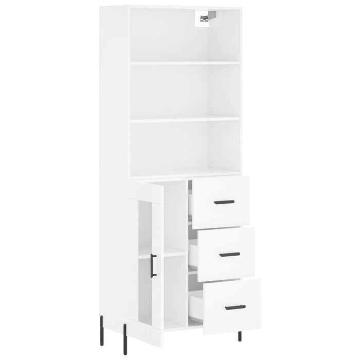 Dulap înalt, alb extralucios, 69,5x34x180 cm, lemn compozit WALTI