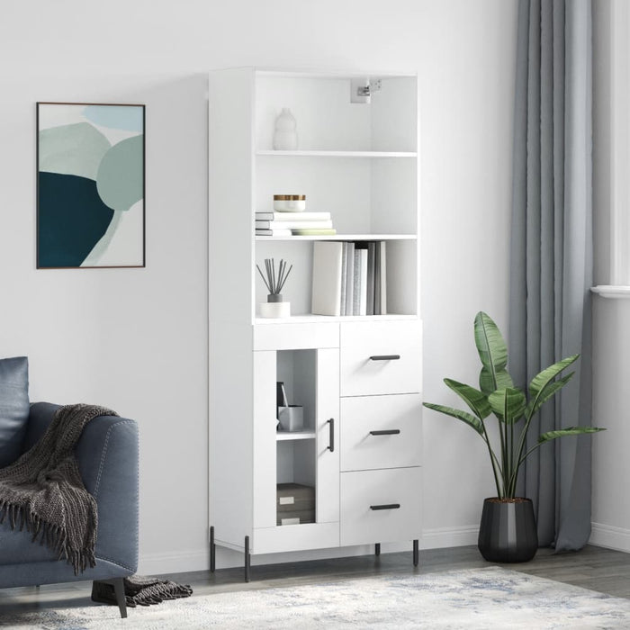 Dulap înalt, alb extralucios, 69,5x34x180 cm, lemn compozit WALTI