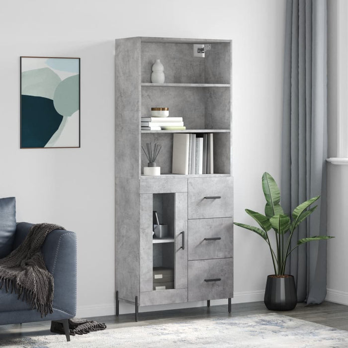 Dulap înalt, gri beton, 69,5x34x180, lemn compozit - WALTI WALTI
