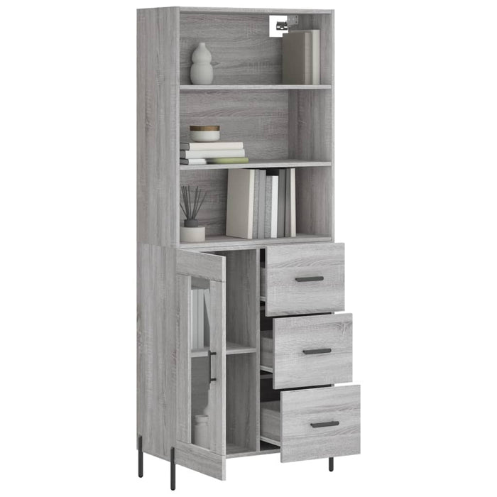 Dulap înalt, gri sonoma, 69,5x34x180 cm, lemn compozit WALTI