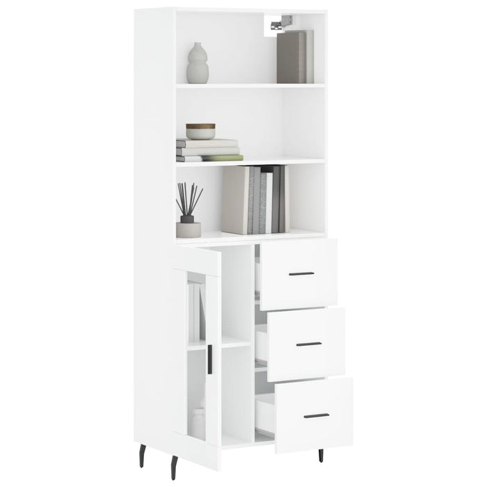 Dulap înalt, alb extralucios, 69,5x34x180 cm, lemn compozit WALTI