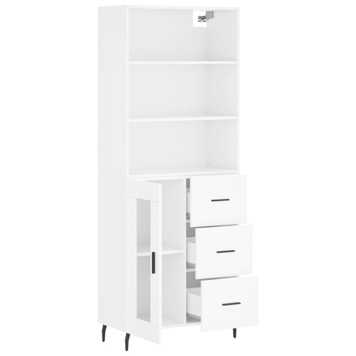 Dulap înalt, alb extralucios, 69,5x34x180 cm, lemn compozit WALTI
