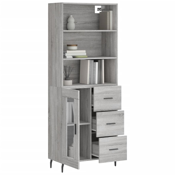 Dulap înalt, gri sonoma, 69,5x34x180 cm, lemn compozit WALTI