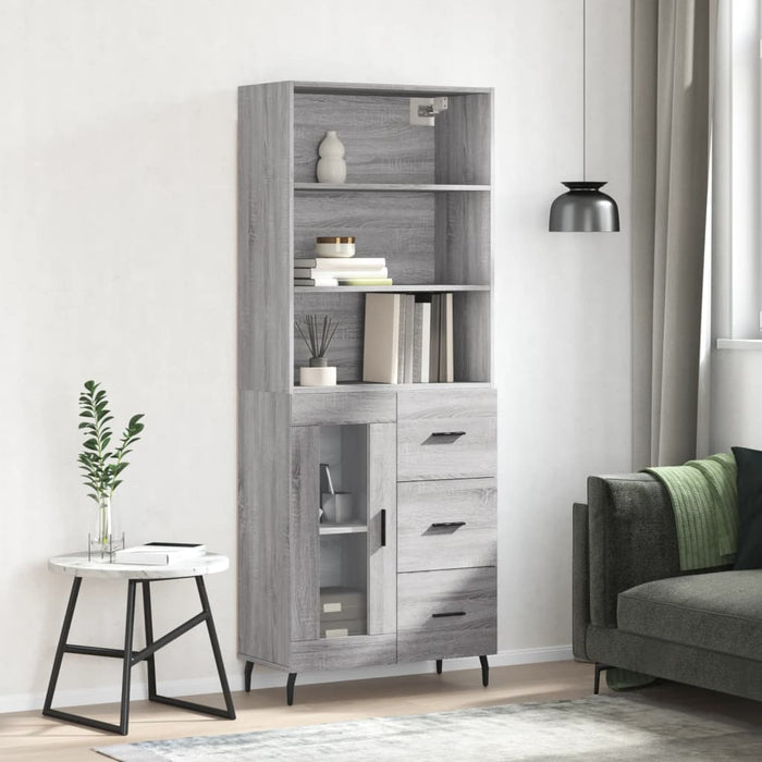 Dulap înalt, gri sonoma, 69,5x34x180 cm, lemn compozit WALTI