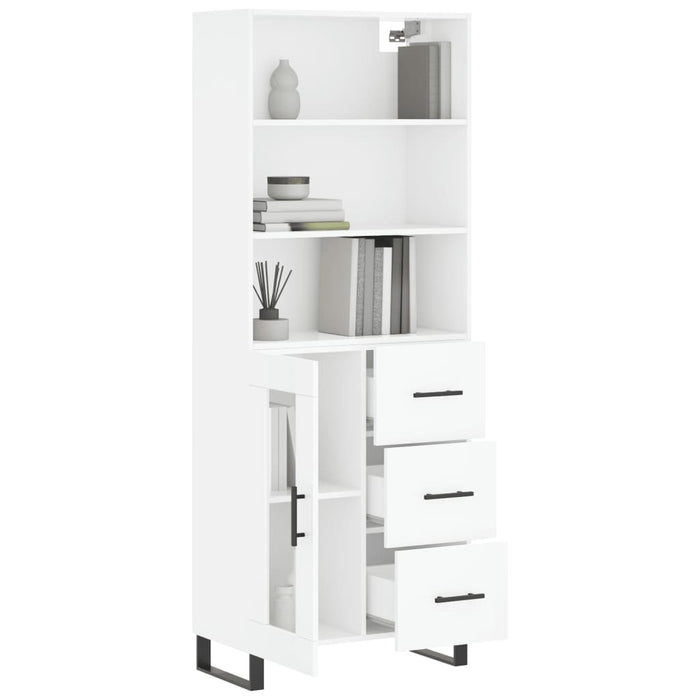 Dulap înalt, alb extralucios, 69,5x34x180 cm, lemn compozit WALTI