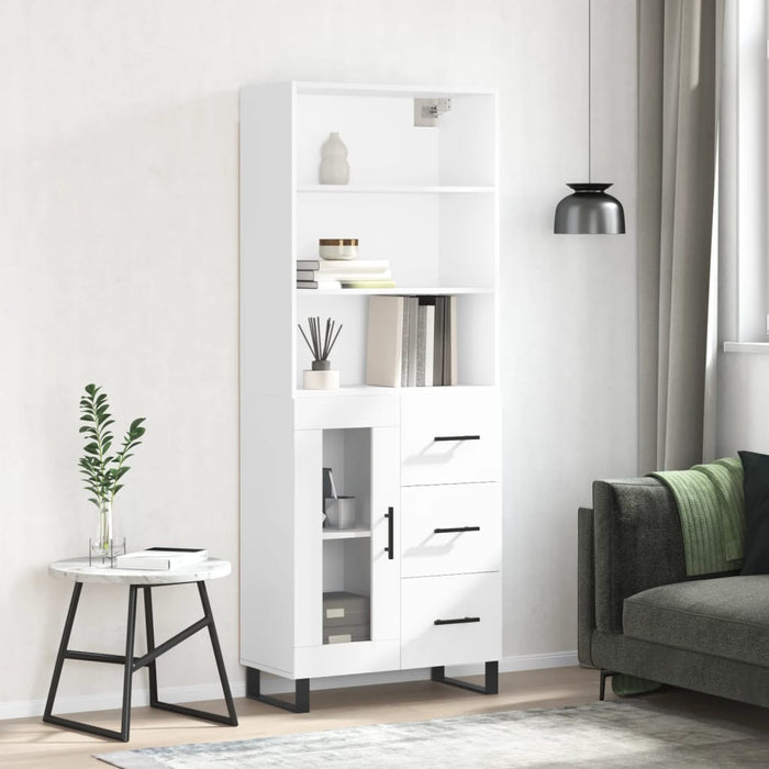 Dulap înalt, alb extralucios, 69,5x34x180 cm, lemn compozit WALTI