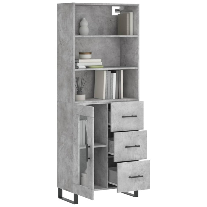 Dulap înalt, gri beton, 69,5x34x180, lemn compozit WALTI