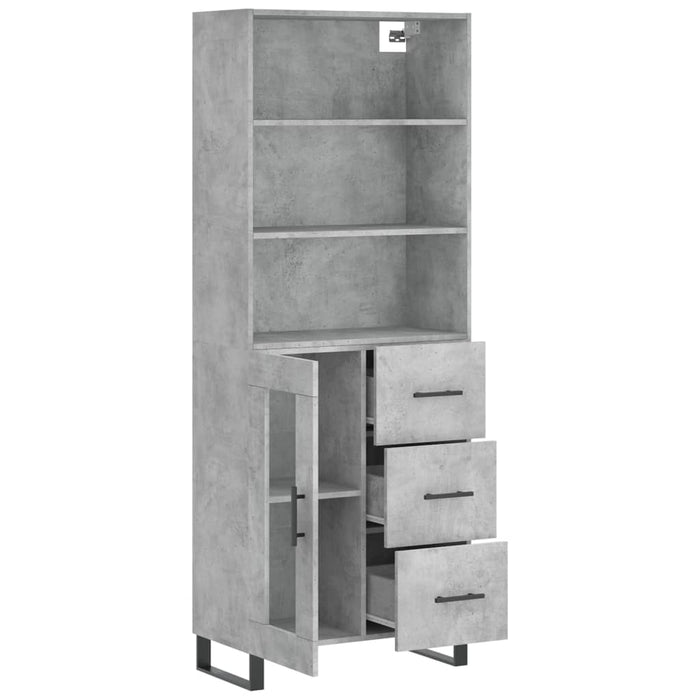 Dulap înalt, gri beton, 69,5x34x180, lemn compozit WALTI