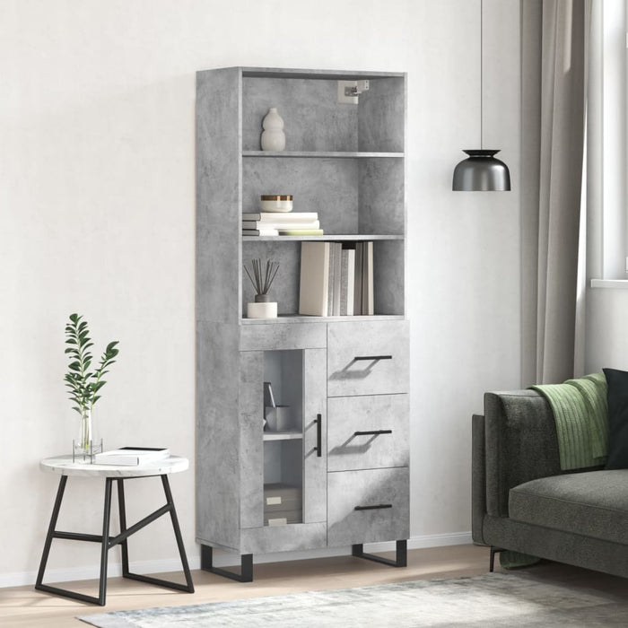Dulap înalt, gri beton, 69,5x34x180, lemn compozit WALTI