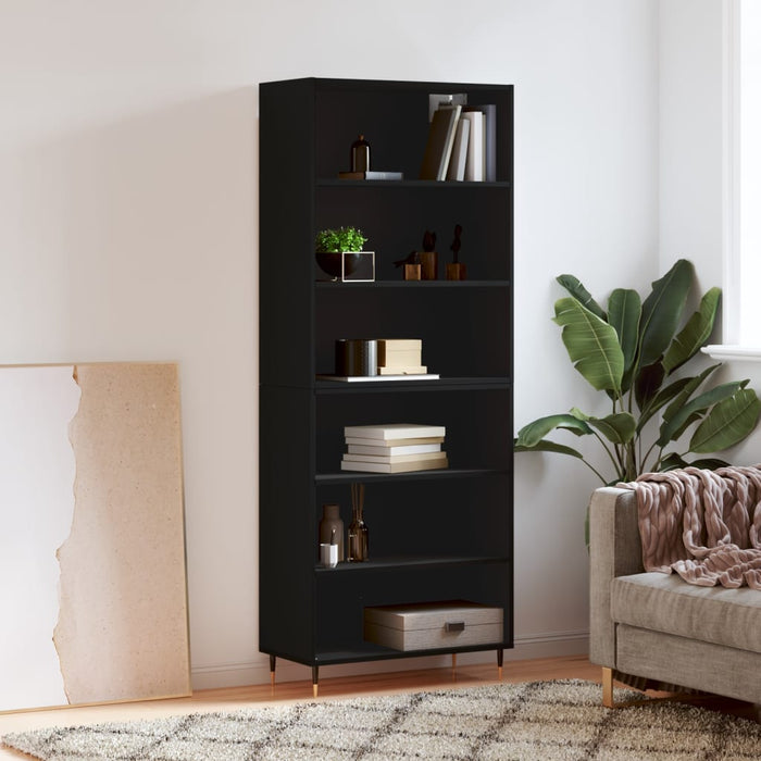 Dulap înalt, negru, 69,5x32,5x180 cm, lemn prelucrat WALTI