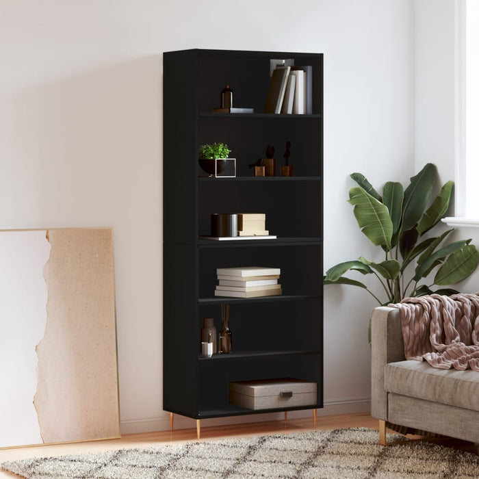 Dulap înalt, negru, 69,5x32,5x180 cm, lemn prelucrat WALTI