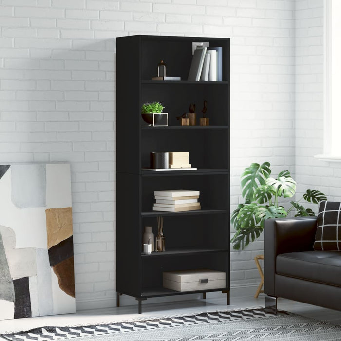 Dulap înalt, negru, 69,5x32,5x180 cm, lemn compozit WALTI