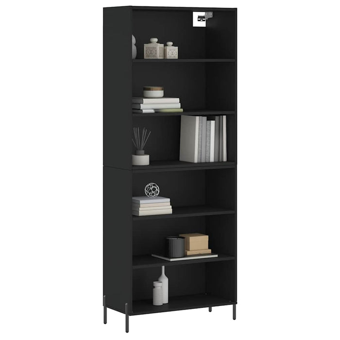 Dulap înalt, negru, 69,5x32,5x180 cm, lemn compozit WALTI