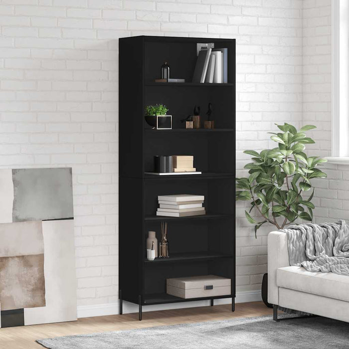 Dulap înalt, negru, 69,5x32,5x180 cm, lemn compozit WALTI