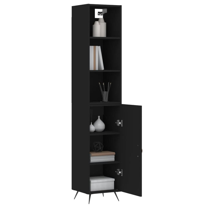 Dulap înalt, negru, 34,5x34x180 cm, lemn prelucrat WALTI