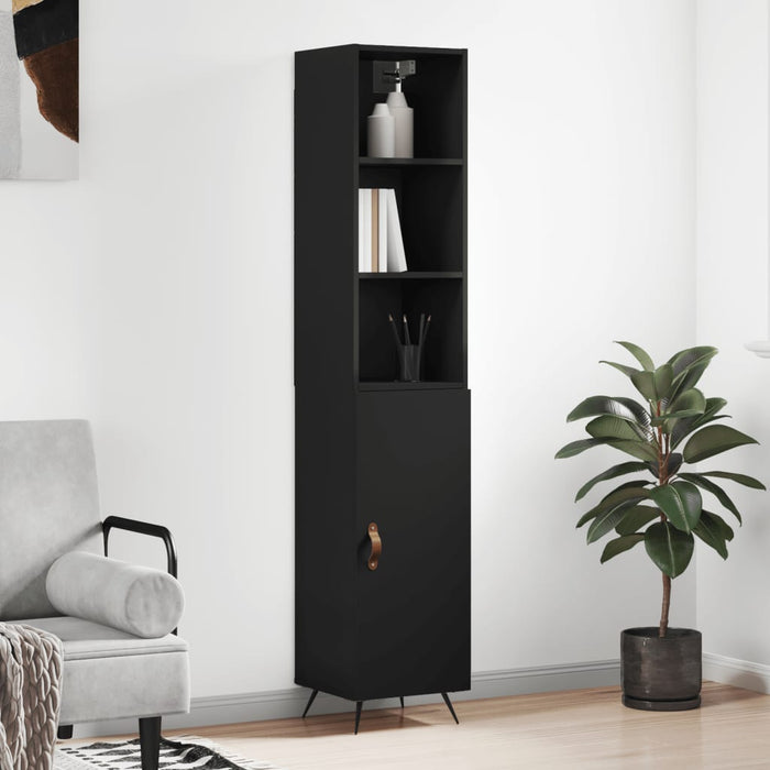 Dulap înalt, negru, 34,5x34x180 cm, lemn prelucrat WALTI