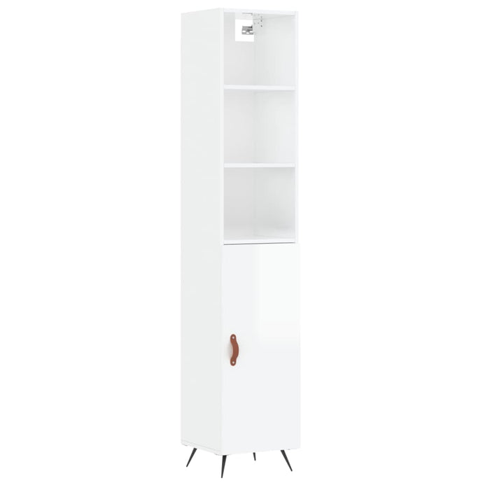 Dulap înalt, alb extralucios, 34,5x34x180 cm, lemn prelucrat WALTI