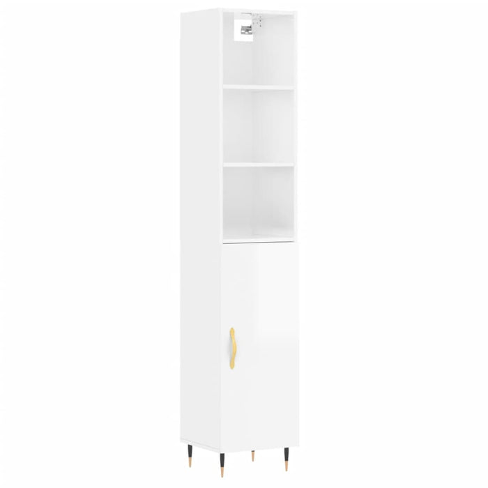 Dulap înalt, alb extralucios, 34,5x34x180 cm, lemn prelucrat WALTI