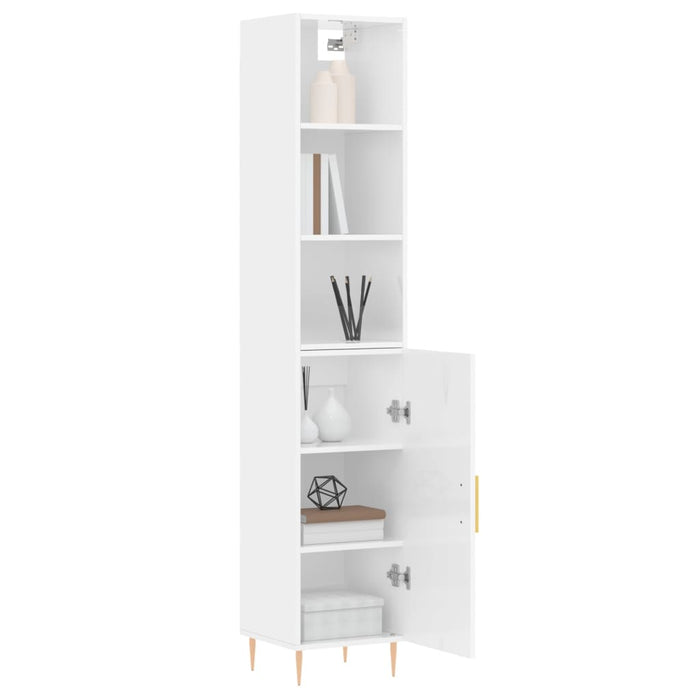 Dulap înalt, alb extralucios, 34,5x34x180 cm, lemn prelucrat WALTI