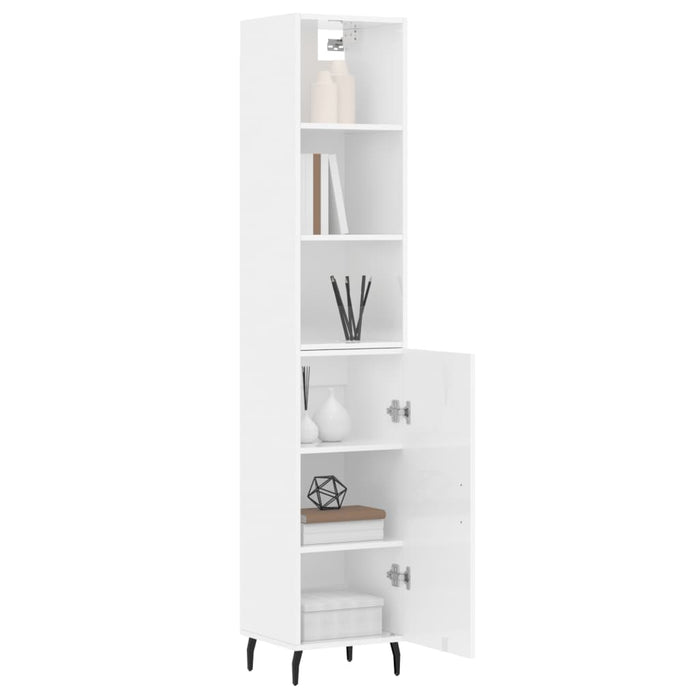 Dulap înalt, alb extralucios, 34,5x34x180 cm, lemn prelucrat WALTI