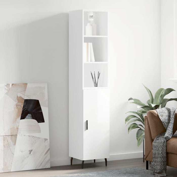 Dulap înalt, alb extralucios, 34,5x34x180 cm, lemn prelucrat WALTI