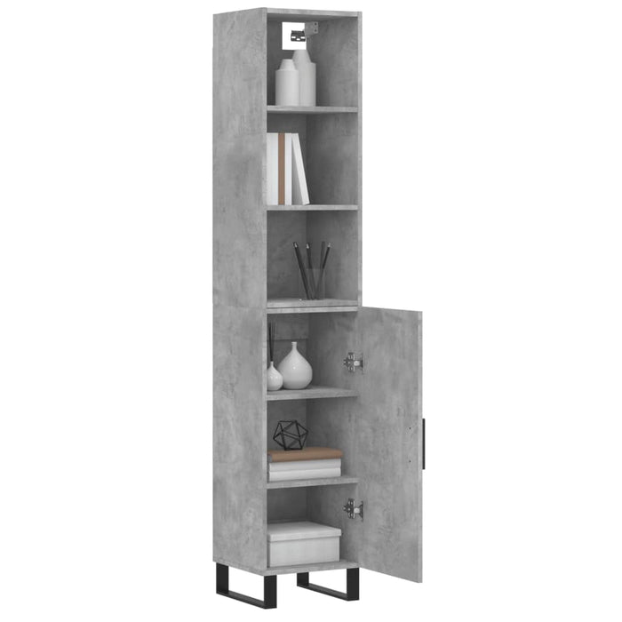 Dulap înalt, gri beton, 34,5x34x180 cm, lemn prelucrat WALTI