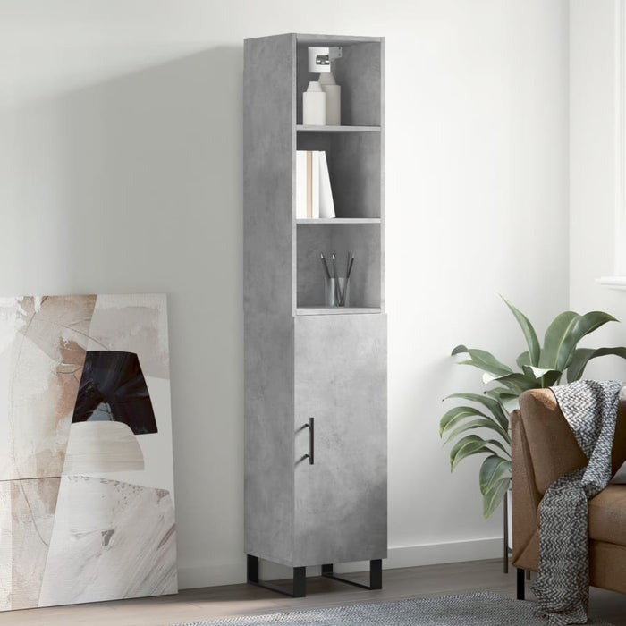 Dulap înalt, gri beton, 34,5x34x180 cm, lemn prelucrat WALTI