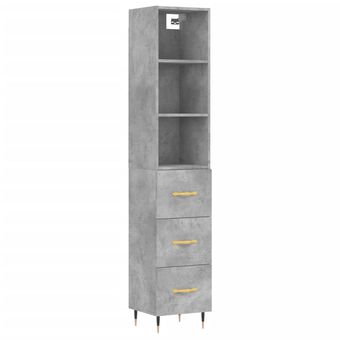 Dulap înalt, gri beton, 34,5x34x180 cm, lemn prelucrat WALTI