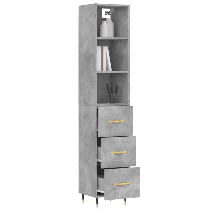 Dulap înalt, gri beton, 34,5x34x180 cm, lemn prelucrat WALTI