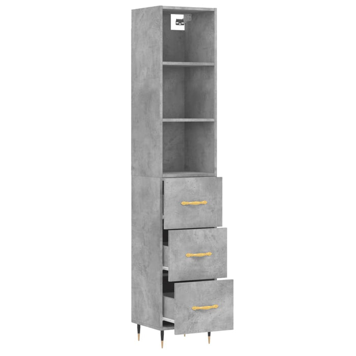 Dulap înalt, gri beton, 34,5x34x180 cm, lemn prelucrat WALTI