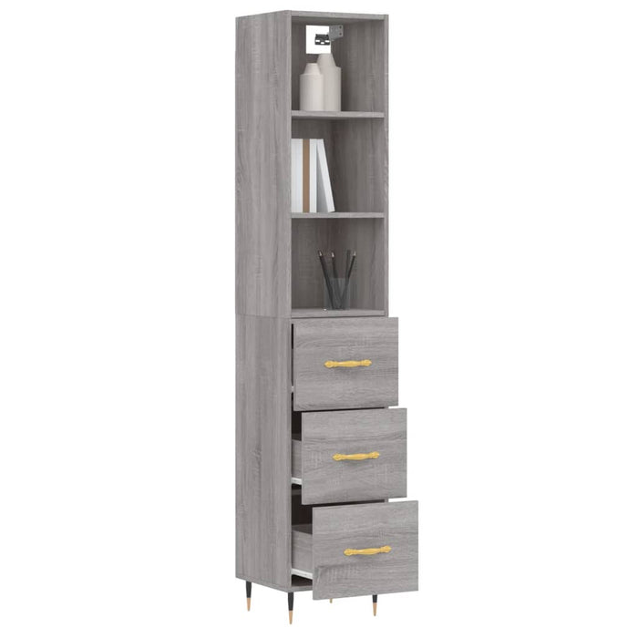 Dulap înalt, gri sonoma, 34,5x34x180 cm, lemn prelucrat WALTI