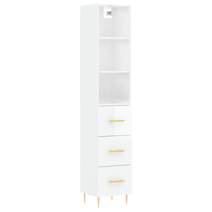 Dulap înalt, alb extralucios, 34,5x34x180 cm, lemn prelucrat WALTI
