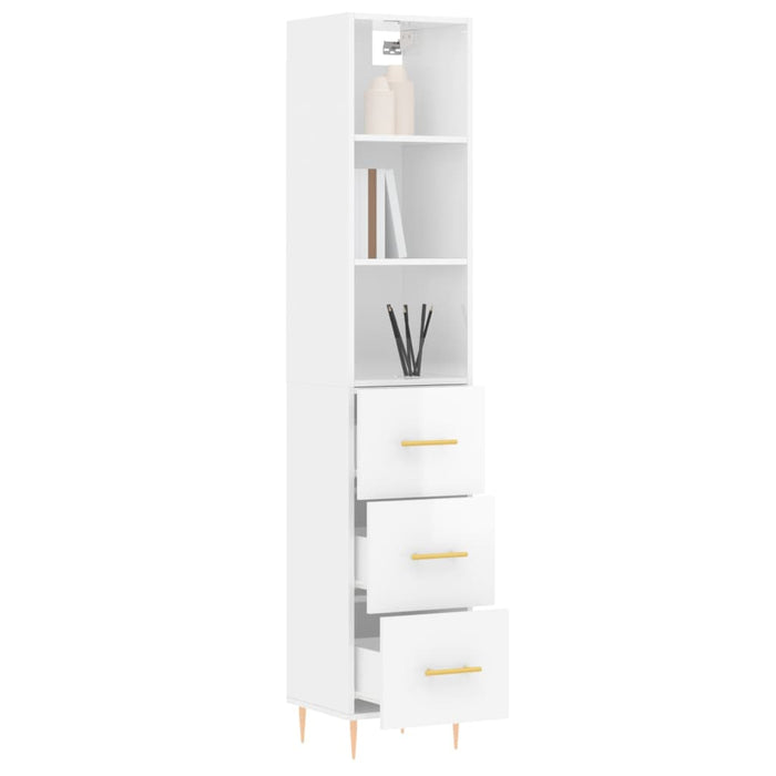 Dulap înalt, alb extralucios, 34,5x34x180 cm, lemn prelucrat WALTI