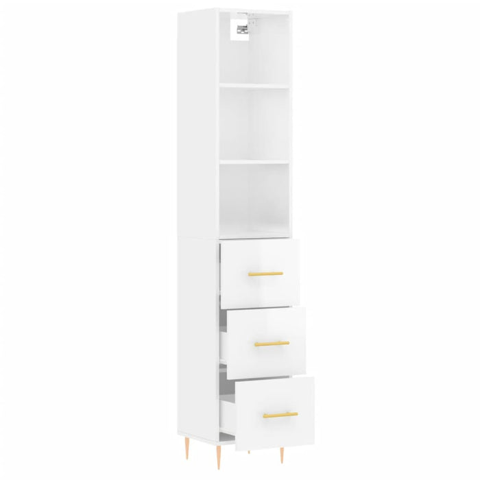 Dulap înalt, alb extralucios, 34,5x34x180 cm, lemn prelucrat WALTI