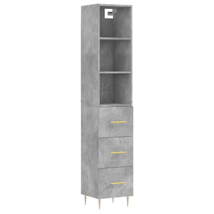 Dulap înalt, gri beton, 34,5x34x180 cm, lemn prelucrat WALTI