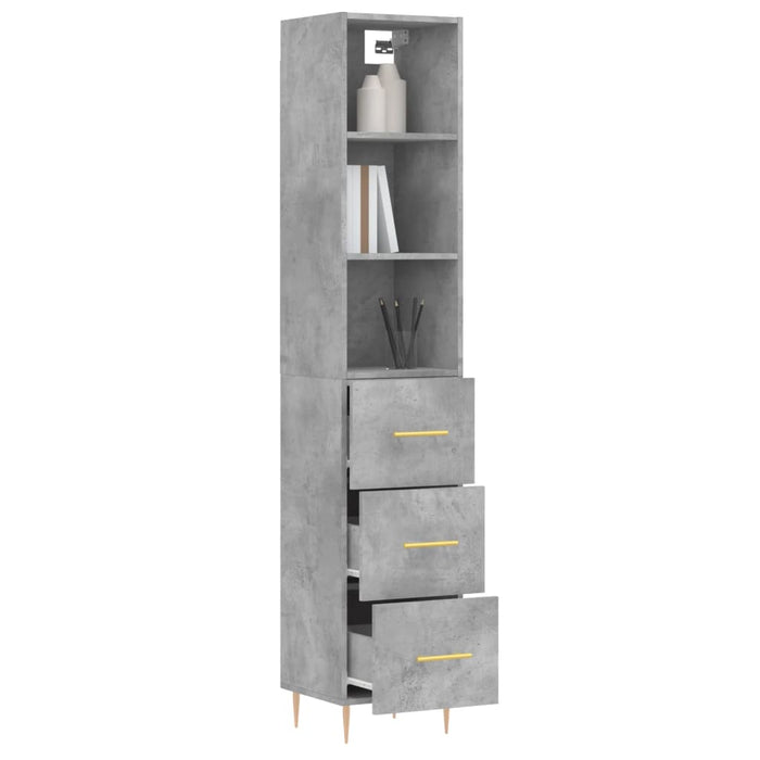 Dulap înalt, gri beton, 34,5x34x180 cm, lemn prelucrat WALTI