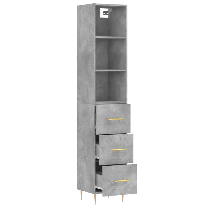 Dulap înalt, gri beton, 34,5x34x180 cm, lemn prelucrat WALTI