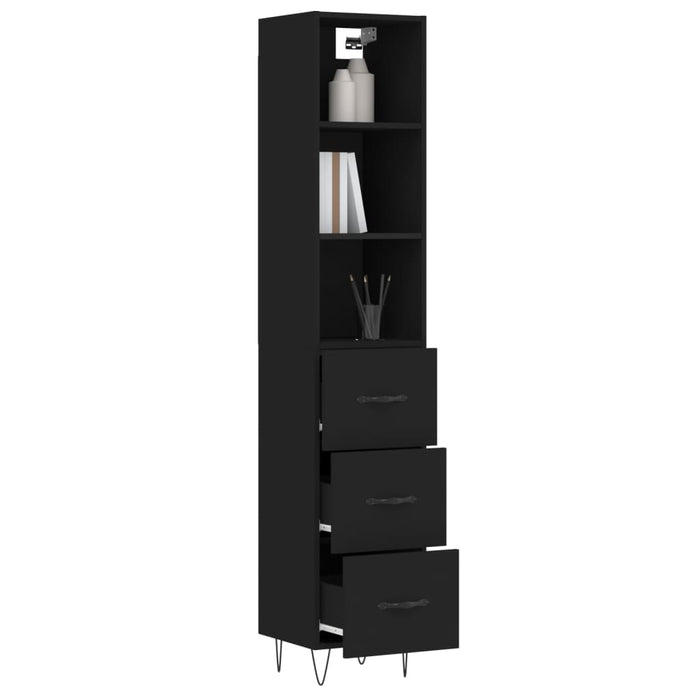 Dulap înalt, negru, 34,5x34x180 cm, lemn prelucrat WALTI