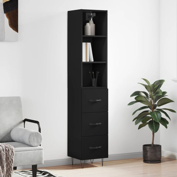 Dulap înalt, negru, 34,5x34x180 cm, lemn prelucrat WALTI