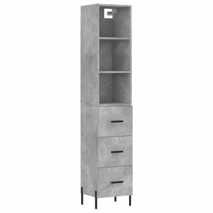 Dulap înalt, gri beton, 34,5x34x180 cm, lemn prelucrat WALTI