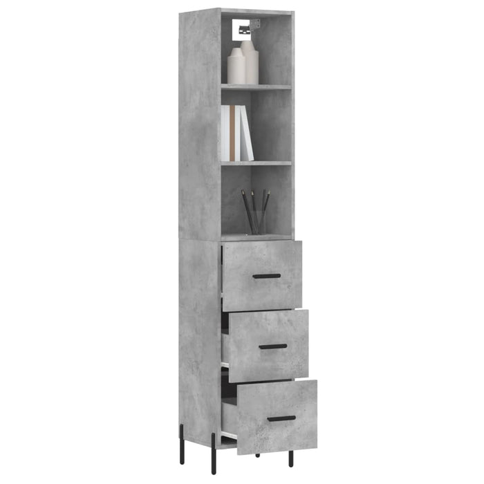 Dulap înalt, gri beton, 34,5x34x180 cm, lemn prelucrat WALTI
