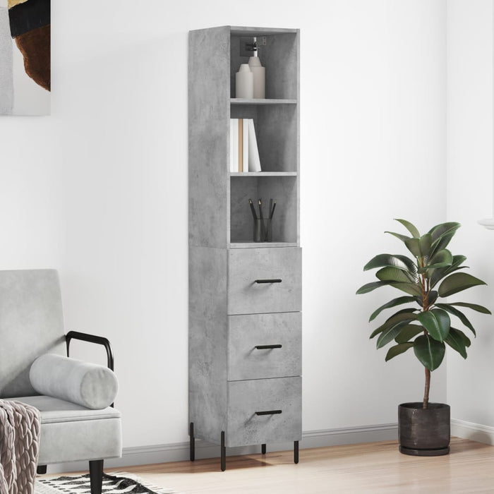Dulap înalt, gri beton, 34,5x34x180 cm, lemn prelucrat WALTI