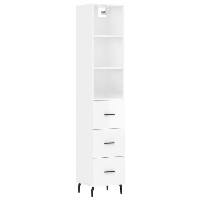 Dulap înalt, alb extralucios, 34,5x34x180 cm, lemn prelucrat WALTI