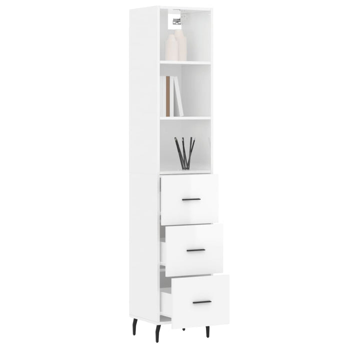 Dulap înalt, alb extralucios, 34,5x34x180 cm, lemn prelucrat WALTI