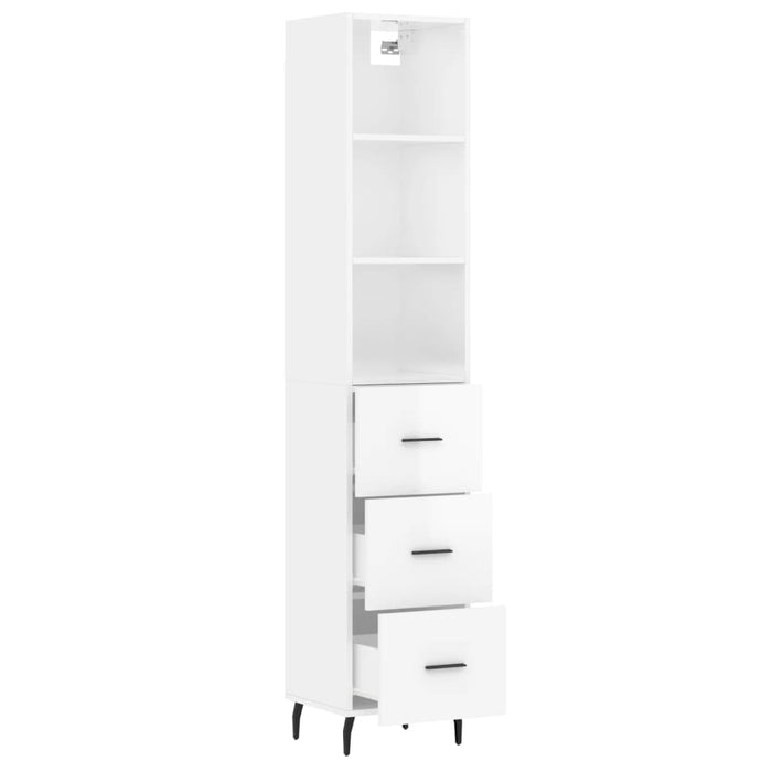Dulap înalt, alb extralucios, 34,5x34x180 cm, lemn prelucrat WALTI