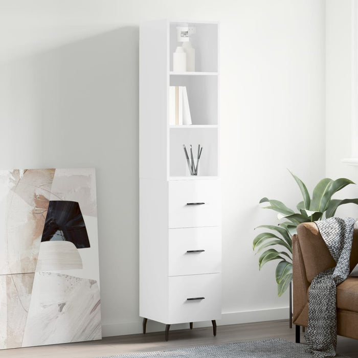 Dulap înalt, alb extralucios, 34,5x34x180 cm, lemn prelucrat WALTI